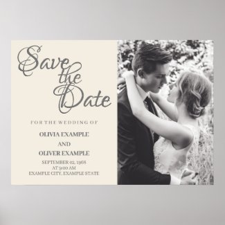 Kissing wedding couple in monochrome poster