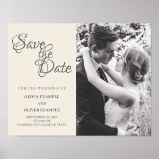 Kissing wedding couple in monochrome poster