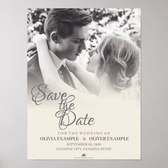 Kissing wedding couple in monochrome poster (Front)