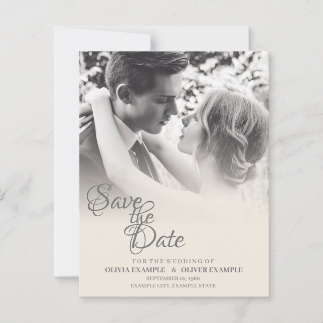 Kissing wedding couple in monochrome thank you card (Front)