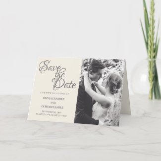 Kissing wedding couple in monochrome thank you card