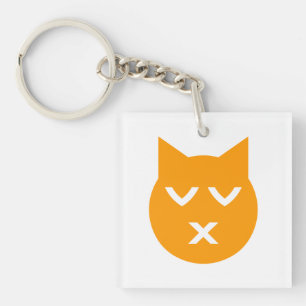 Kissing with Closed Eyes Emoji Cat Keychain