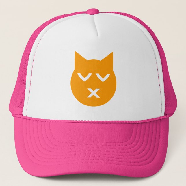 Kissing with Closed Eyes Emoji Cat Trucker Hat (Front)