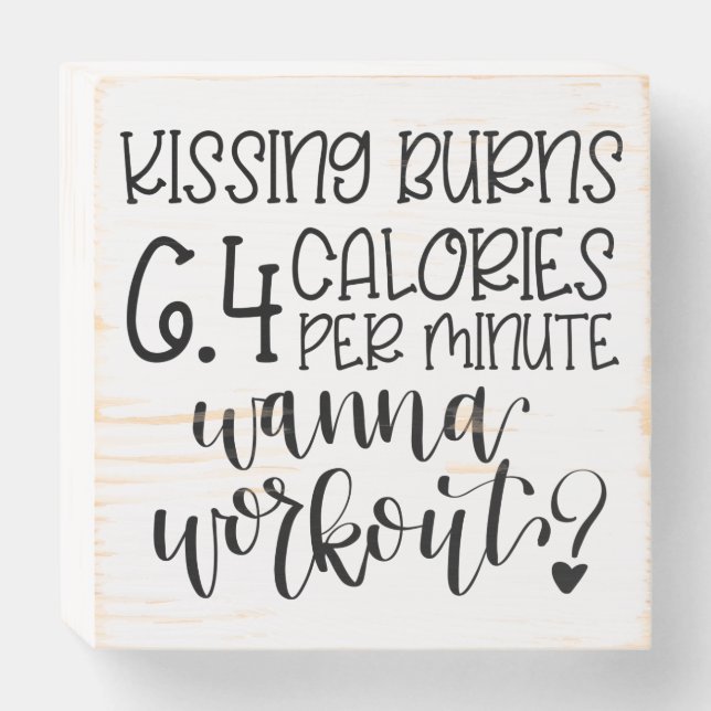 Kissing Work Out Bedroom Romantic Wall Art Wooden Box Sign (Front Horizontal)