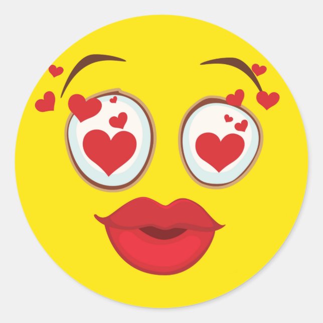 Kissing Yellow Face Classic Round Sticker (Front)