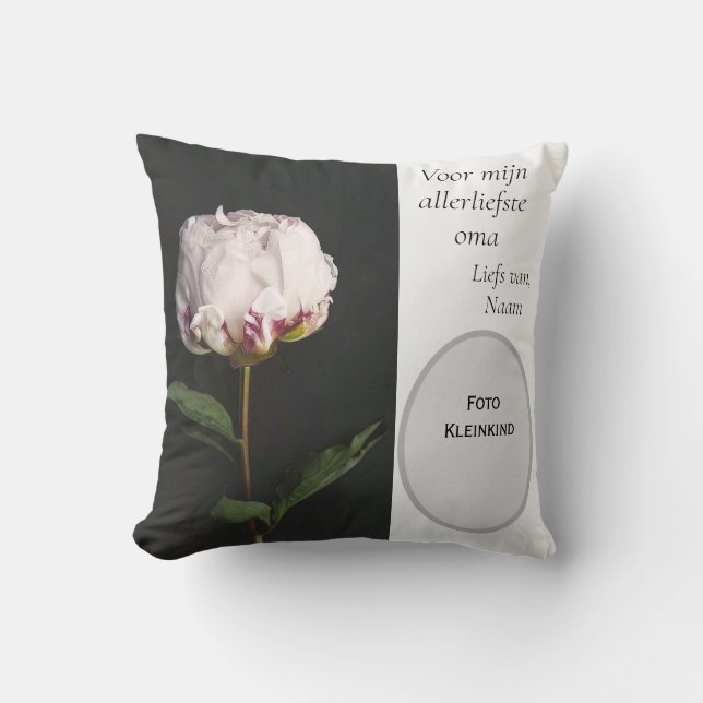 Kissings for the very sweet granny with photograph throw pillow (Front)