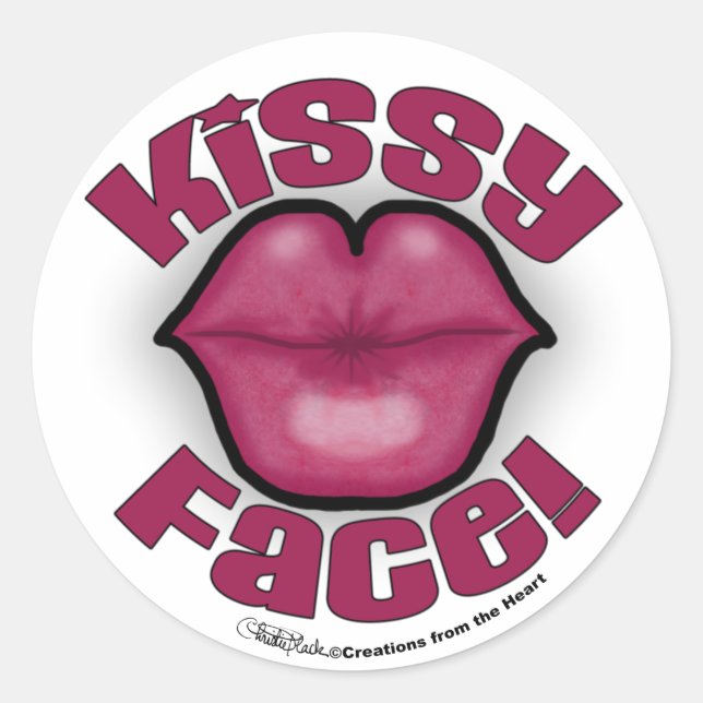 Kissy Face Lips Classic Round Sticker (Front)