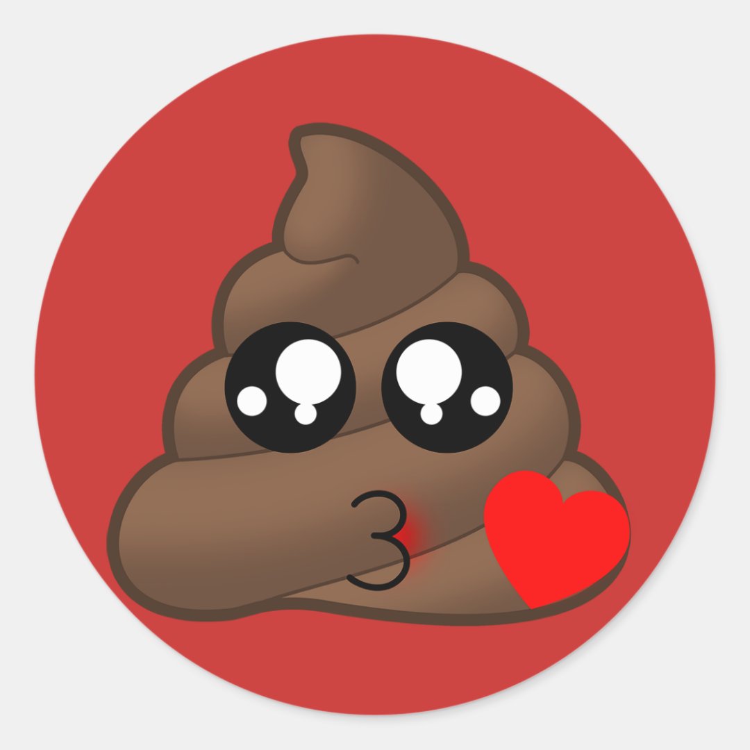 kissy-face-love-poop-emoji-stickers-red-zazzle