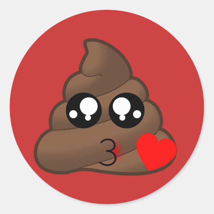 Kissy Face Love Poop Emoji Stickers Red Zazzle
