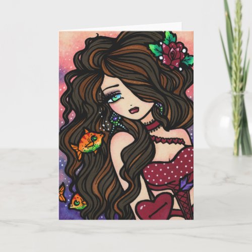 Kissy Fish Mermaid Card