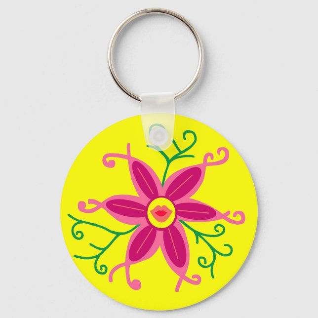Kissy lips flower keychain (Front)