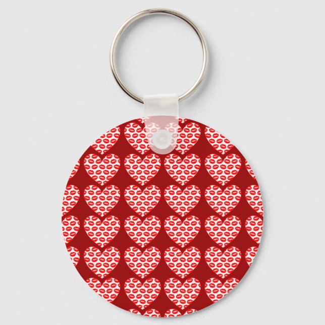 Kissy Lips Hearts Keychain (Front)