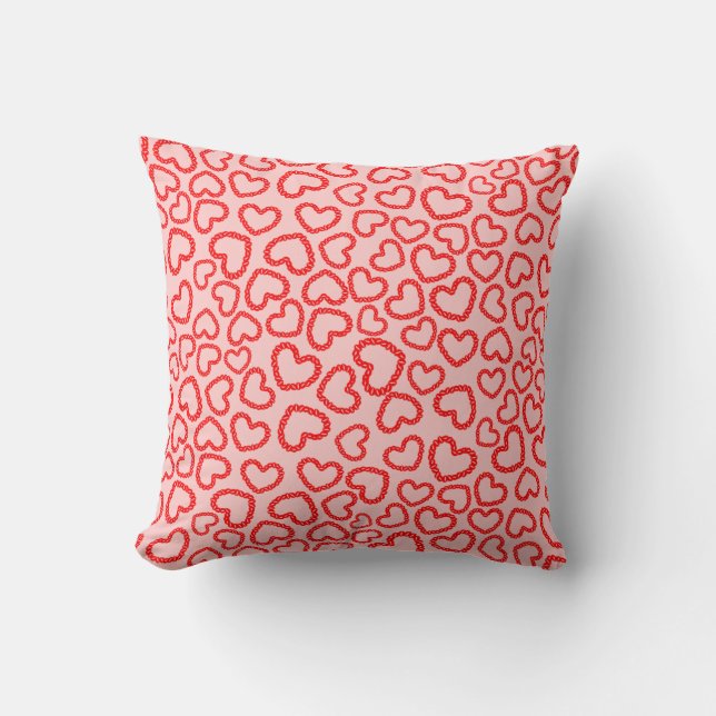 Kissy Lips Hearts Throw Pillow (Front)