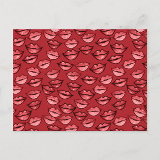 Kissy Lips Red Lipstick Kiss Postcard