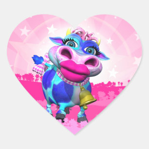Kissy Moo Heart Stickers