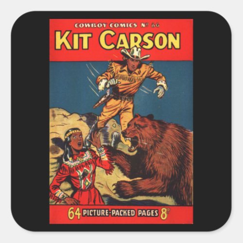 Kit Carson_ Vintage Comic Book Square Sticker