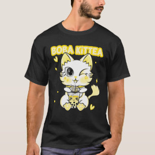 Kit-Tea Boba Cat Drinking Boba Kitten Kawaii Japan T-Shirt