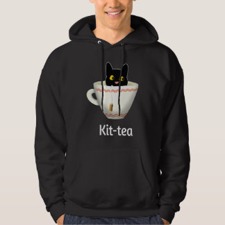Kit Tea  Cat  , Cute Black Cat Kitty in Kittea Hoodie