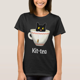 Kit Tea  Cat  , Cute Black Cat Kitty in Kittea T-Shirt