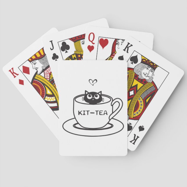 Kit-Tea Cat Funny Pun Poker Cards (Back)