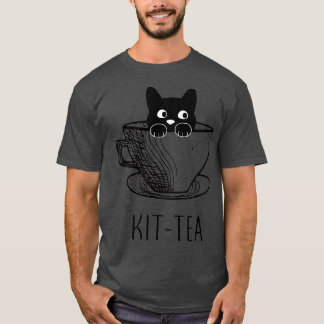 Kit-Tea Cat Lover, Cute And Funny Black Cat T-Shirt