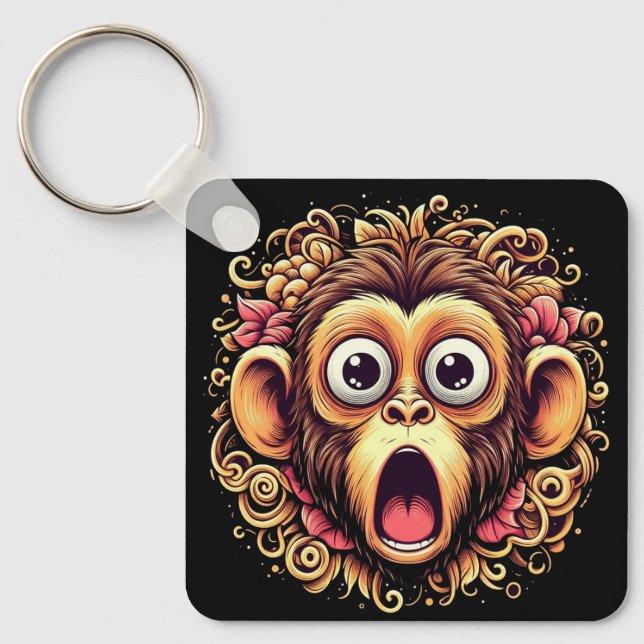 "Kit the Shocked Monkey" Aluminum Keychain (Front)