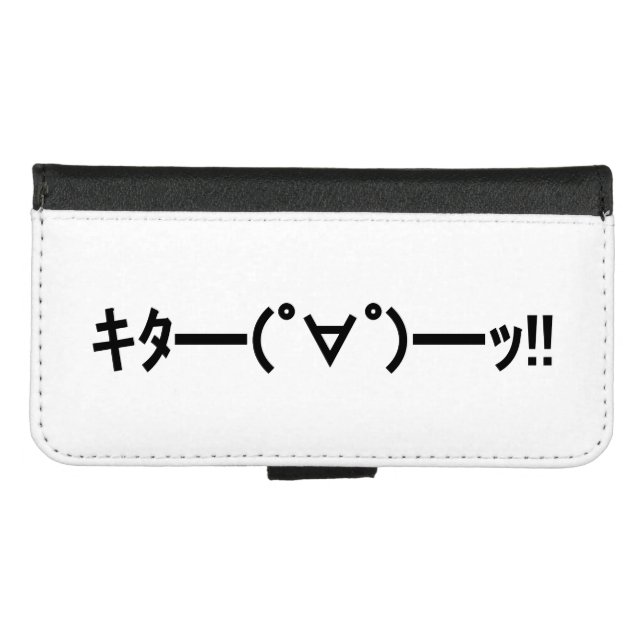 KITA!! Emoticon キタ━━━(゜∀゜)━━━ッ!! Japanese Kaomoji iPhone Wallet Case (Front (Horizontal))
