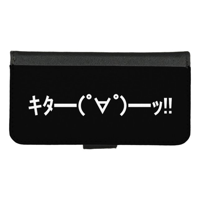 KITA!! Emoticon キタ━━━(゜∀゜)━━━ッ!! Japanese Kaomoji iPhone Wallet Case (Front (Horizontal))