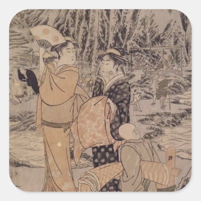 Kitagawa Utamaro Along the Shore of Yènoshim Sticker