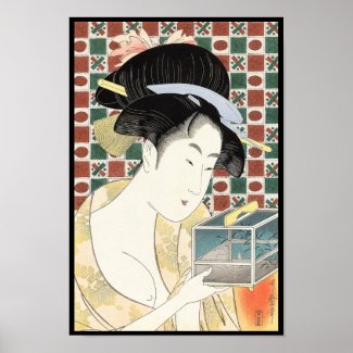 Kitagawa Utamaro Insect Cage japanese beauty lady Poster