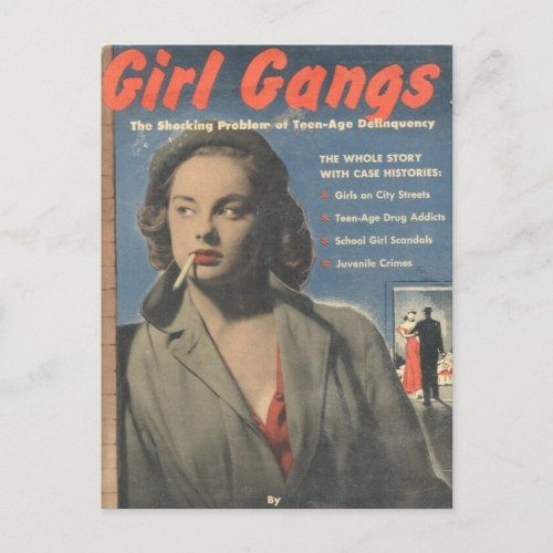 Kitch vintage pulp Girl Gangs smoking pin up Postcard
