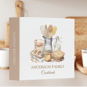 Kitchen and Baking Utensils Family Recipe Cookbook 3 Ring Binder