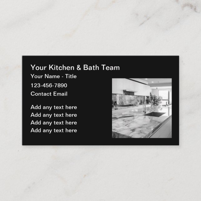Kitchen And Bath Remodeling Services  Business Card (Front)