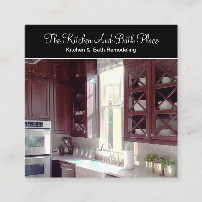 Kitchen Business Card Examples Kitchen And Bath Remodeling Square Business Card | Zazzle