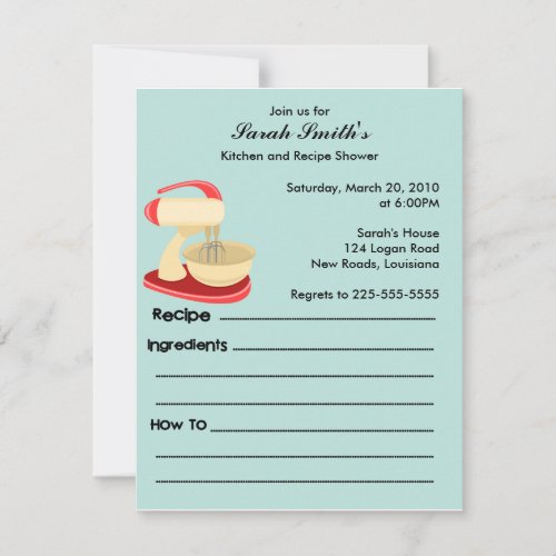 Kitchen and Recipe Shower Personalized Invitation