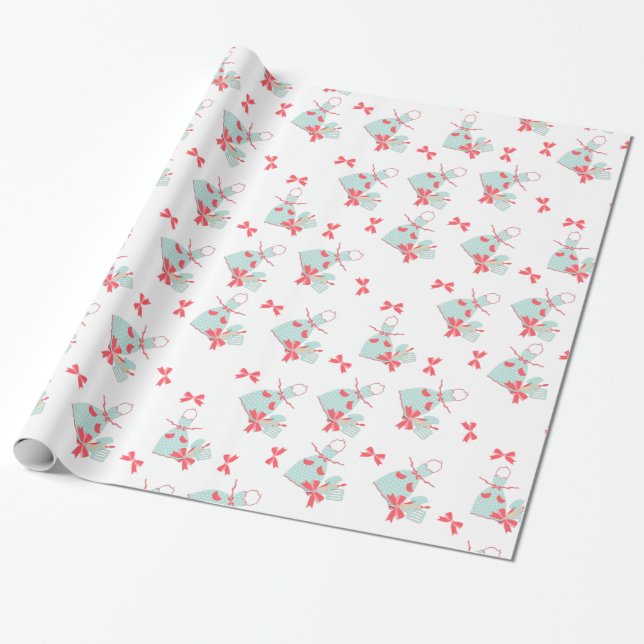 Kitchen Apron and Utensils Wrapping Paper (Unrolled)