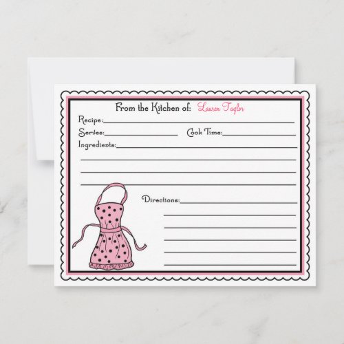 Kitchen Apron Baking Cooking Recipe Cards Custom Invite