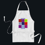 KITCHEN APRON - JEWISH COOK WITH JEWISH STARS<br><div class="desc">Fun Cooking Apron. Jewish stars in bold brilliant colors, stars, and this apron says "Jewish Cook". A great gift idea. Tie this on for the Holiday and make the greatest Chanukkah meal ever. You can customize this apron and put your own name inside instead. Have a fun Holiday and don't...</div>