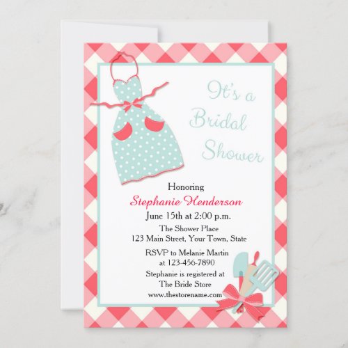 Kitchen Apron Red Gingham Invitation