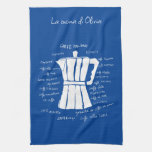 Kitchen art Italian Espresso coffee moka pot blue Towel