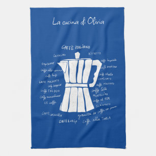 Kitchen art Italian Espresso coffee moka pot blue Towel