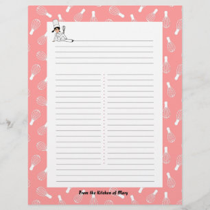 Kitchen Art Recipe Sheets with Your Name