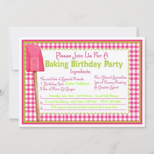 Kitchen Baking Birthday Invitations