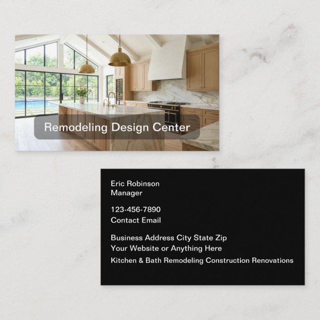 Kitchen Bath Remodeling Modern Design Business Card (Front/Back)