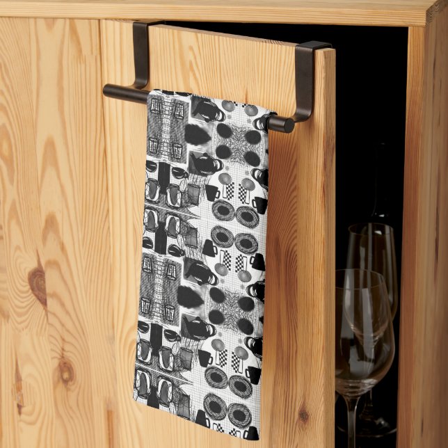 Kitchen Black and white Kitchen Towel (Thirds Fold)