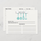 Kitchen Blue Utensils Bridal Shower Recipe Cards (Front/Back)