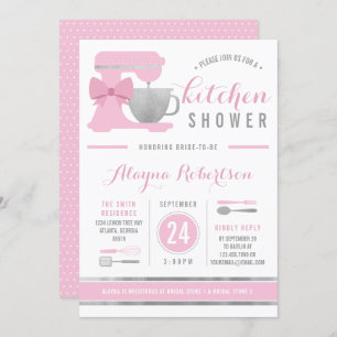Kitchen Bridal Shower Invitation, Faux Foil Invitation
