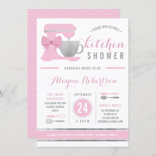 Kitchen Bridal Shower Invitation Faux Foil Invitation