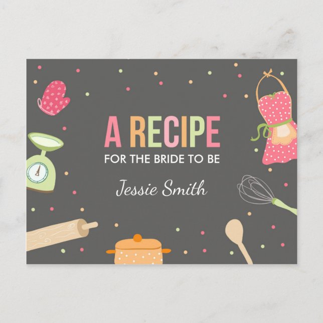 Kitchen  Bridal Shower Recipe Cooking Mint Pink Postcard (Front)
