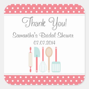 Kitchen Bridal Shower Thank You Stickers by melanileestyle at Zazzle